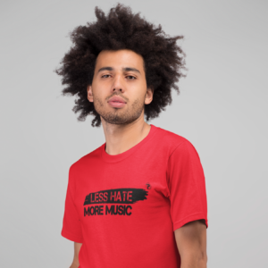 t-shirt-red-brush-stroke-less-hate-more-music-women